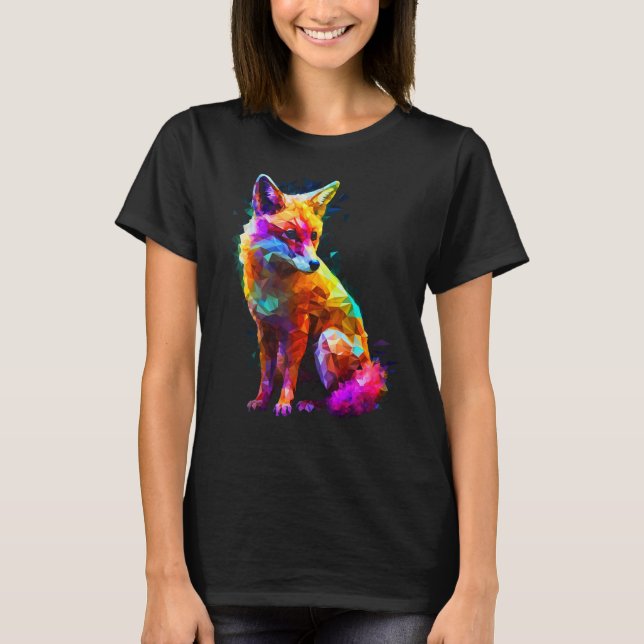 Fox Polygon Colourful  Animal  Animal Fox T Shirt (Framsida)