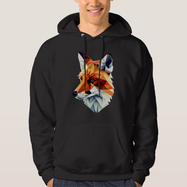 Fox Polygon Wild Animal  Wildlife Zookeeper Geomet Hoodie (Framsida)
