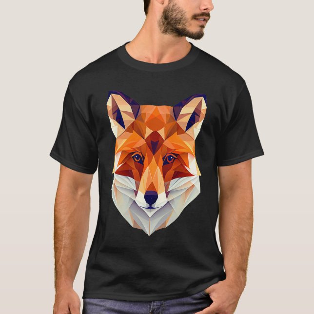 Fox Polygon Wild Animal  Wildlife Zookeeper Geomet T Shirt (Framsida)