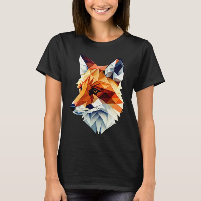 Fox Polygon Wild Animal  Wildlife Zookeeper Geomet T Shirt (Framsida)