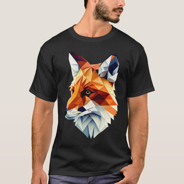 Fox Polygon Wild Animal  Wildlife Zookeeper Geomet T Shirt (Framsida)