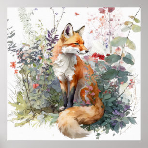 Fox Porträtt Animal Pawardlife utomhus Art Poster