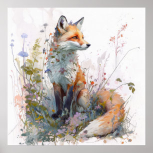 Fox Porträtt Animal Pawardlife utomhus Art Poster