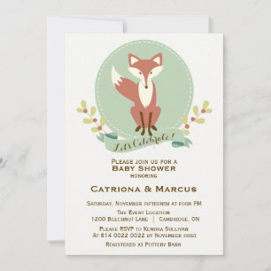 Fox Porträtt Blommigt Baby Shower-inbjudan Inbjudningar