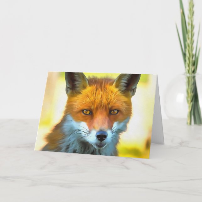 Fox Porträtt Realistic Wildlife Art Kort (Framsida)