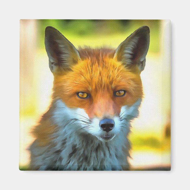 Fox Porträtt Realistic Wildlife Art Magnet (Framsidan)
