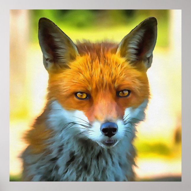 Fox Porträtt Realistic Wildlife Art Poster (Framsidan)
