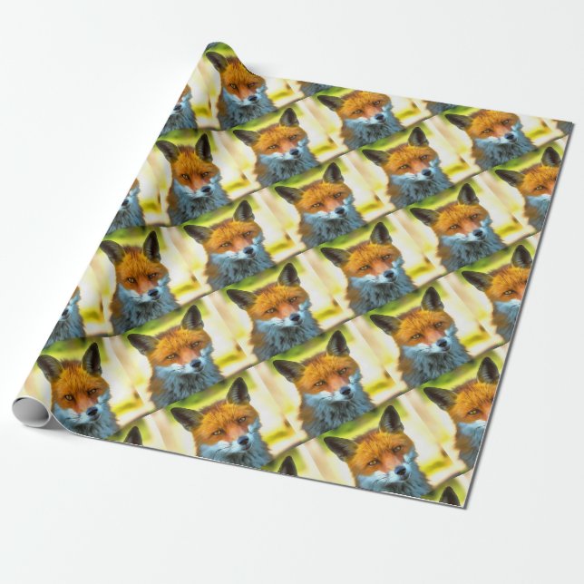 Fox Porträtt Realistic Wildlife Art Presentpapper (Utrullad)