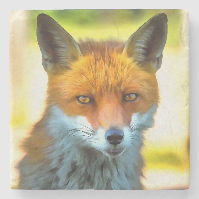 Fox Porträtt Realistic Wildlife Art Stenunderlägg (Framsidan)