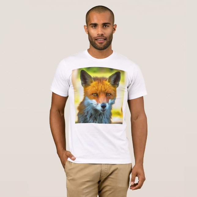 Fox Porträtt Realistic Wildlife Art T Shirt (Hel framsida)
