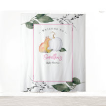 Fox Pumpkin Baby Shower Backdroy Greenery