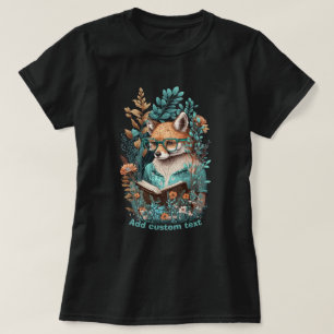 Fox Reading Bok, Wildblomma, Fox Älskare T Shirt