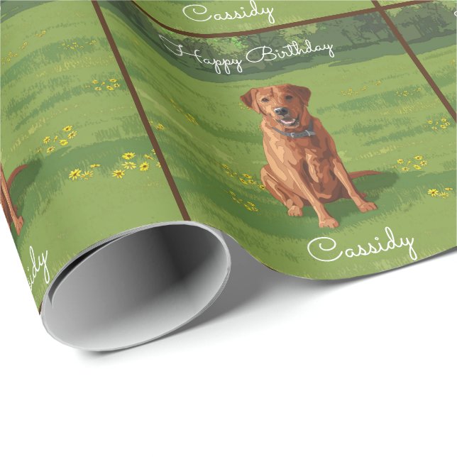 Fox Red Gult Labrador Retriever Hund Presentpapper (Rullad Hörn)