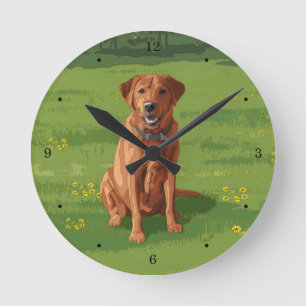 Fox Red Gult Labrador Retriever Hund Rund Klocka