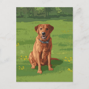 Fox Red Gult Labrador Retriever Hund Vykort