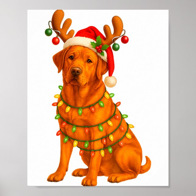Fox Red Lab Christmas Tree Light Pajama Labrador D Poster (Framsidan)