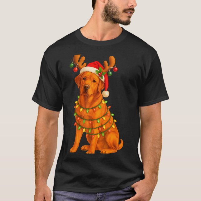 Fox Red Lab Christmas Tree Light Pajama Labrador D T Shirt (Framsida)