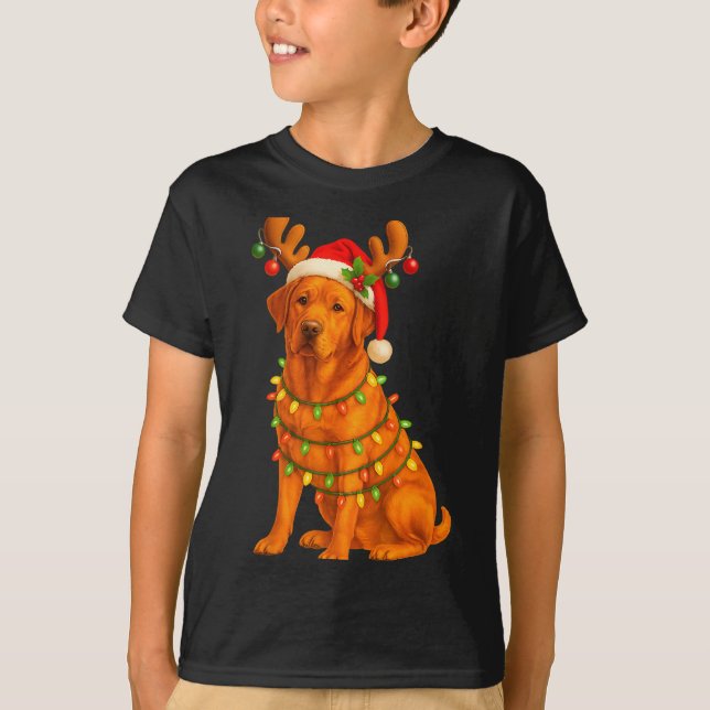 Fox Red Lab Christmas Tree Light Pajama Labrador D T Shirt (Framsida)