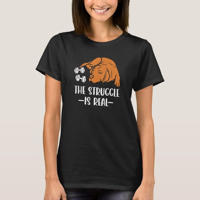 Fox Red Lab Exercise The Struggle is Real Labrador T Shirt (Framsida)