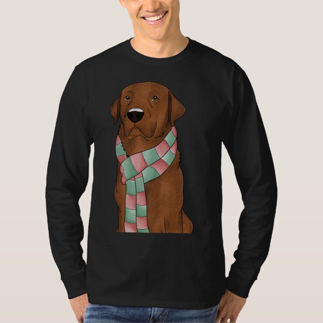 Fox Red Lab med julscarf Passande T Shirt (Framsida)
