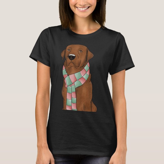 Fox Red Lab med julscarf Passande T Shirt (Framsida)