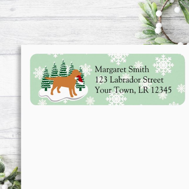 Fox Red Labrador Evergreen Returadress Etikett (Fox Red Labrador Evergreen Silhouette Design Return Address Label for Labrador Owners.)
