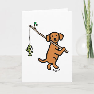 Fox Red Labrador Fishing Tecknad Kort