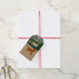 Fox Red Labrador jul Evergreen Santa Hat Presentetikett