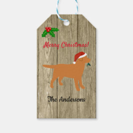 Fox Red Labrador jul Evergreen Santa Hat Presentetikett