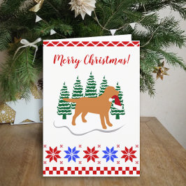 Fox Red Labrador jul Evergreen Träd Helgkort