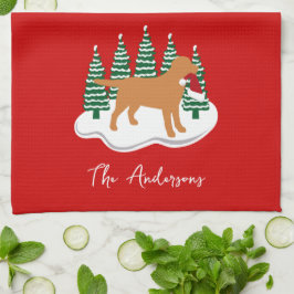 Fox Red Labrador jul Evergreen Träd Kökshandduk