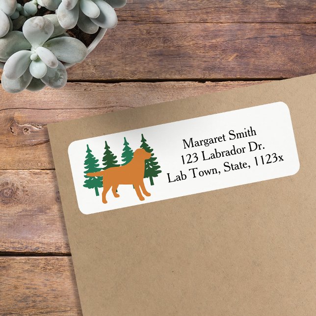 Fox Red Labrador kontur Evergreen Returadress Etikett (Fox Red Labrador Outline Design Return Address Label for Labrador Owners.  Dog Silhouette design.)