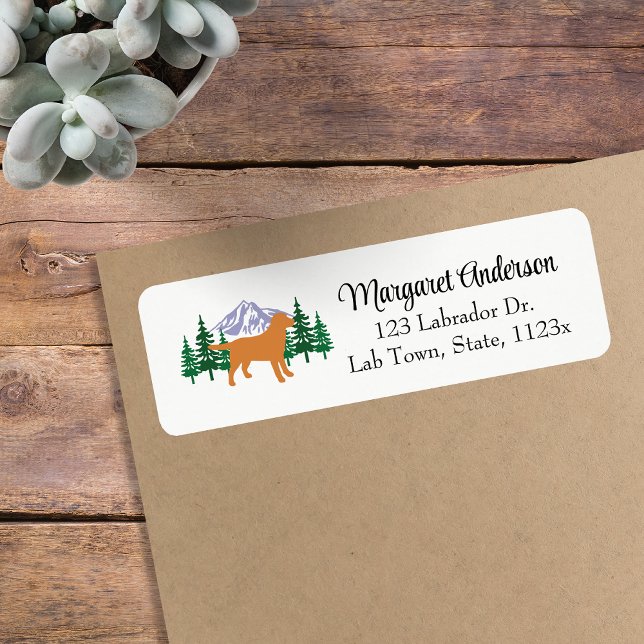 Fox Red Labrador kontur Evergreen Returadress Returadress Etikett (Fox Red Labrador Outline Evergreen Design Return Address Labels for Labrador Owners.  Silhouette.)