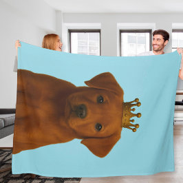 Fox Red Labrador Puppy i Cute Guld Krona Fleecefilt
