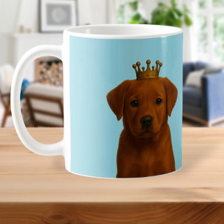 Fox Red Labrador Puppy i Cute Guld Krona Kaffemugg