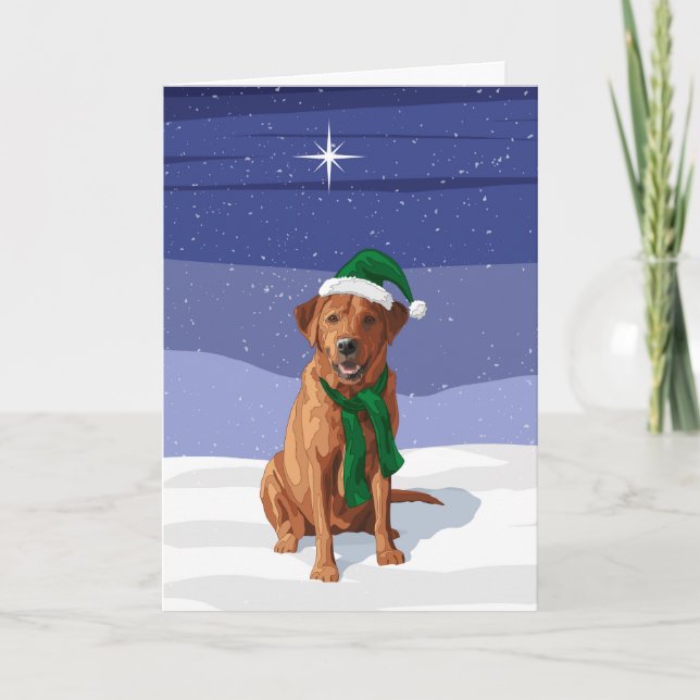 Fox Red Labrador Retriever jul-Hund Helgkort (Framsida)