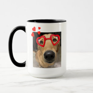 Fox Red Labrador Retriever med Red Heart Glasses Mugg