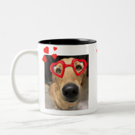 Fox Red Labrador Retriever med Red Heart Glasses Mugg