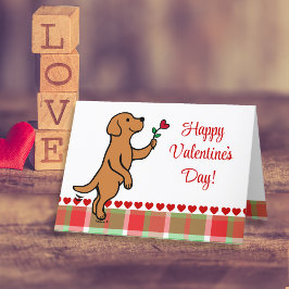 Fox Red Labrador Tiny Heart Flower Valentine Helgkort