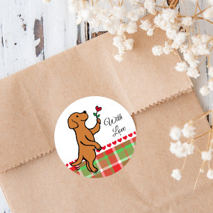 Fox Red Labrador Tiny Heart Flower Valentine Runt Klistermärke