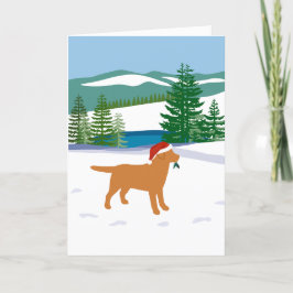 Fox Red Labrador - Vintervy för julvinter Helgkort
