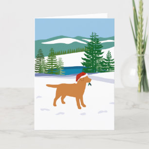 Fox Red Labrador - Vintervy för julvinter Helgkort