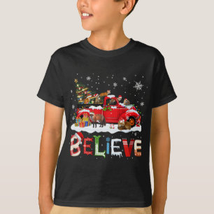 Fox Riding Red Lastbil Julgran Tro Santa Santa San T Shirt