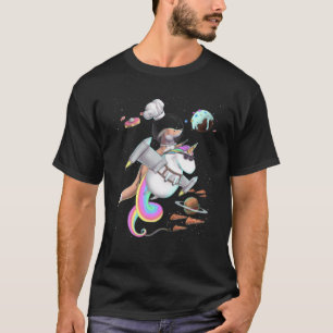 Fox Riding Unicorn Food Pizza Space Party Planet C T Shirt