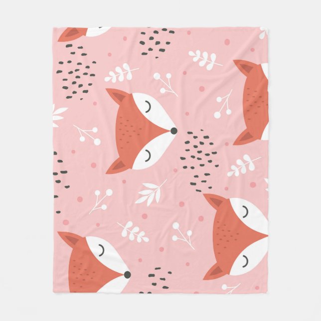 Fox-Roligten: Cute Forest Mönster Fleecefilt (Framsidan)
