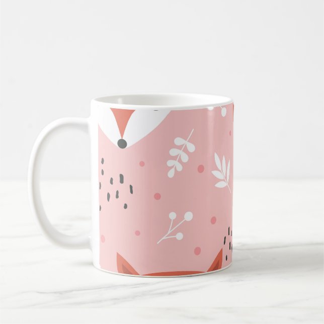 Fox-Roligten: Cute Forest Mönster Kaffemugg (Vänster)