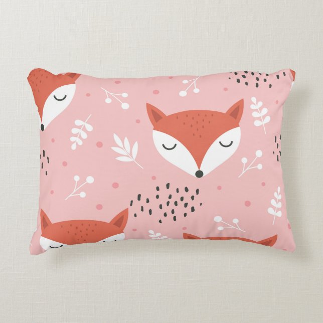 Fox-Roligten: Cute Forest Mönster Prydnadskudde (Framsidan)
