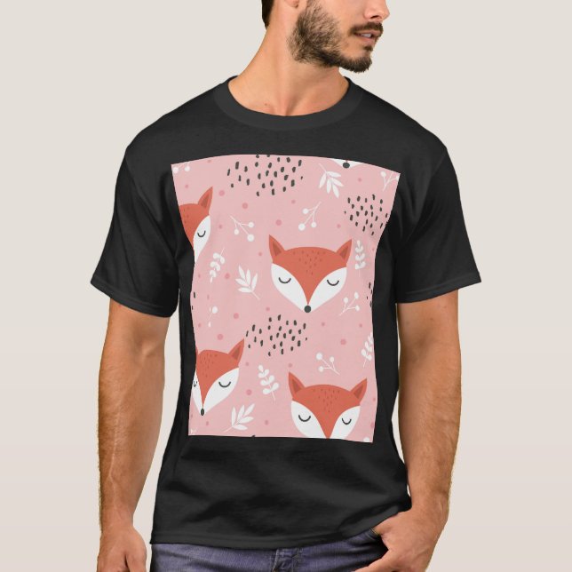 Fox-Roligten: Cute Forest Mönster T Shirt (Framsida)