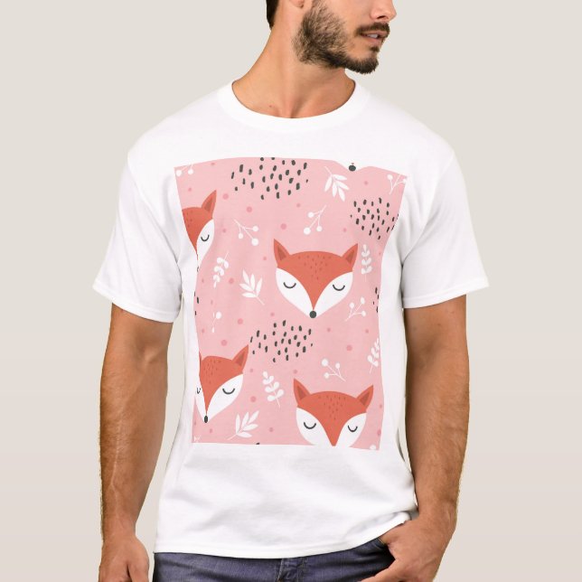 Fox-Roligten: Cute Forest Mönster T Shirt (Framsida)
