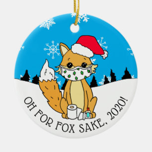 Fox Sake, 2020, Funny Gott nytt år Julgransprydnad Keramik
